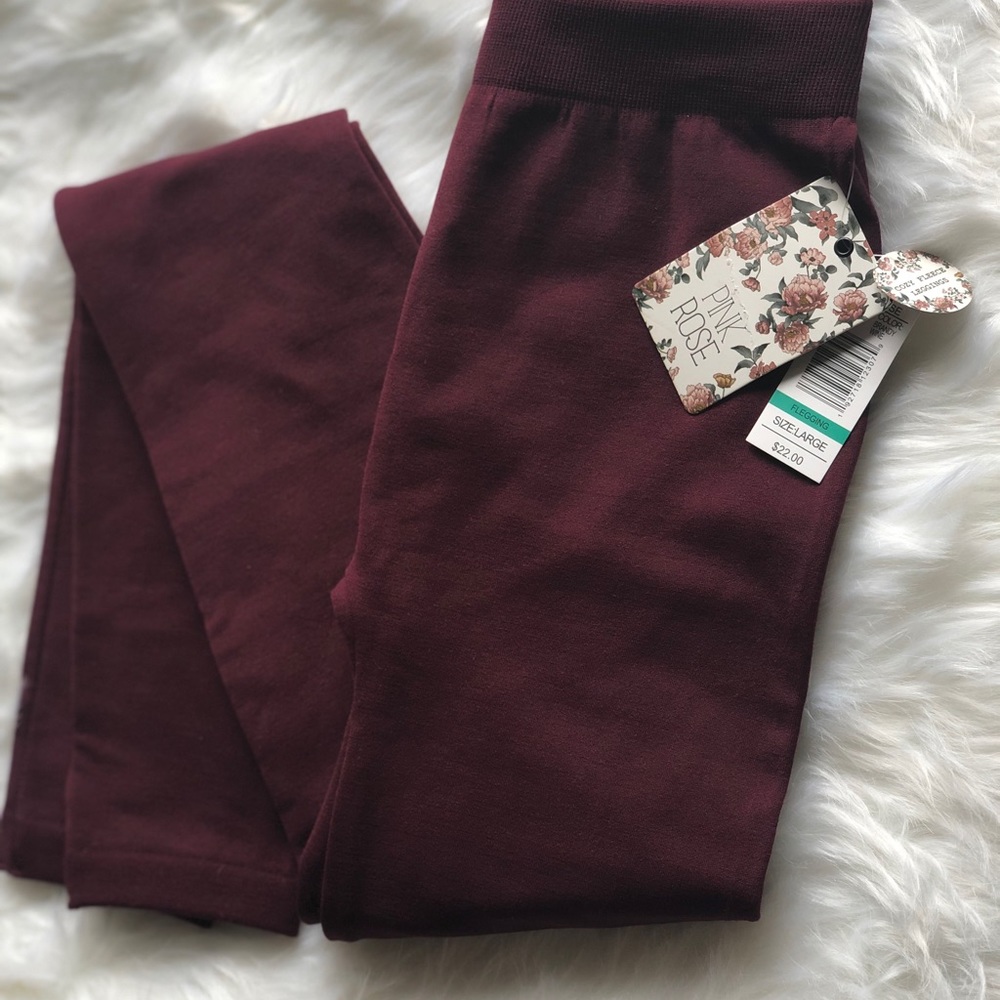 NWT Wine Fleece Lined Leggings!